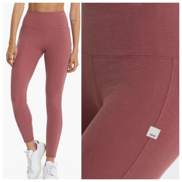 vuori | Bayview Thermal Waffle Knit Leggings Rosewood Medium - Picture 2 of 6